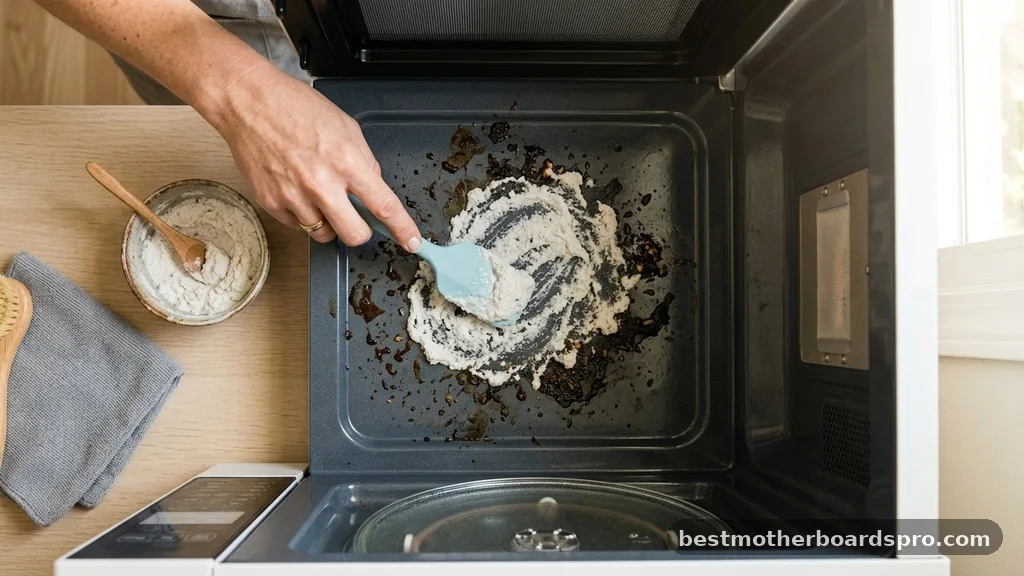 Creating a Baking Soda Paste - how to get burnt smell out of microwave