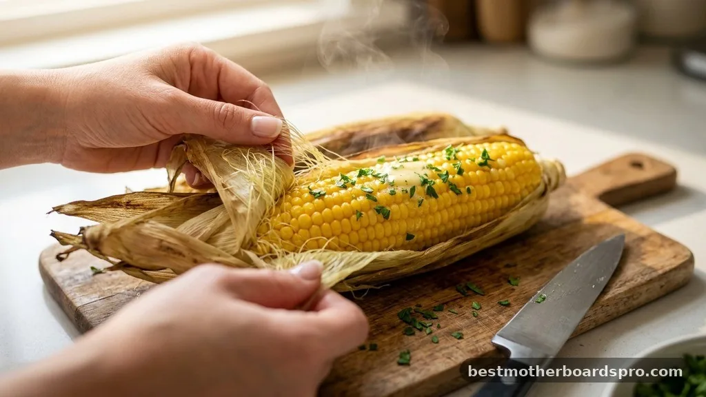 Managing the Silk and Stem - how long to microwave corn
