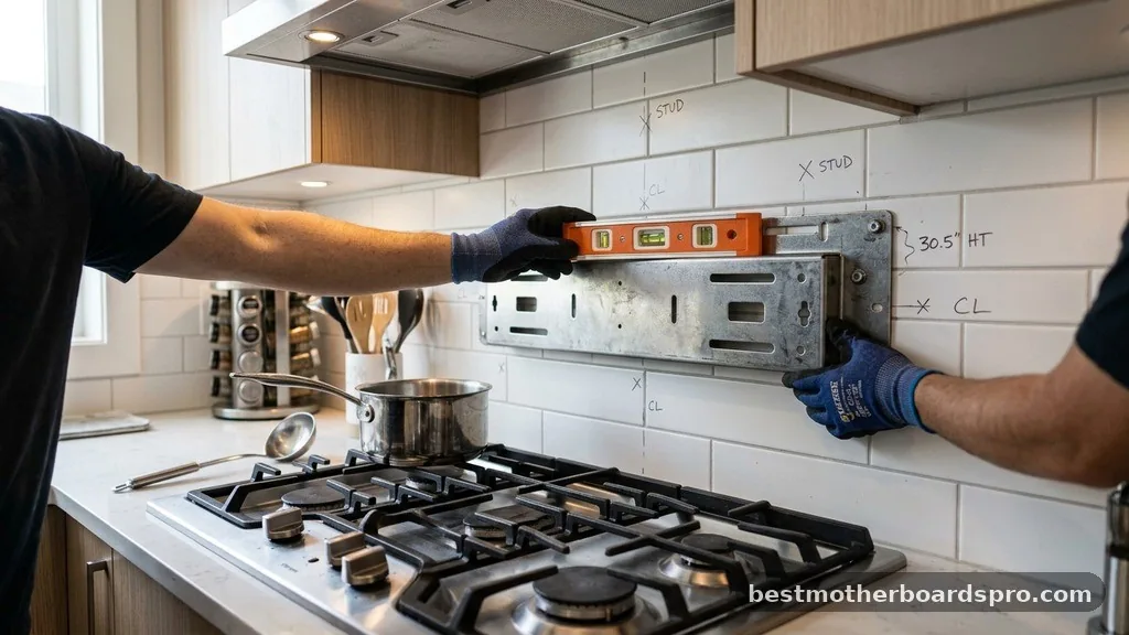 Securing the Mounting Plate - how to install over the range microwave