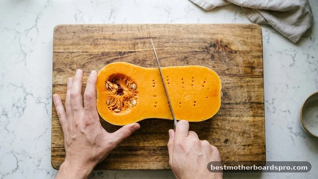 Preparing the Squash for Microwave Cooking - how to cook butternut squash in microwave