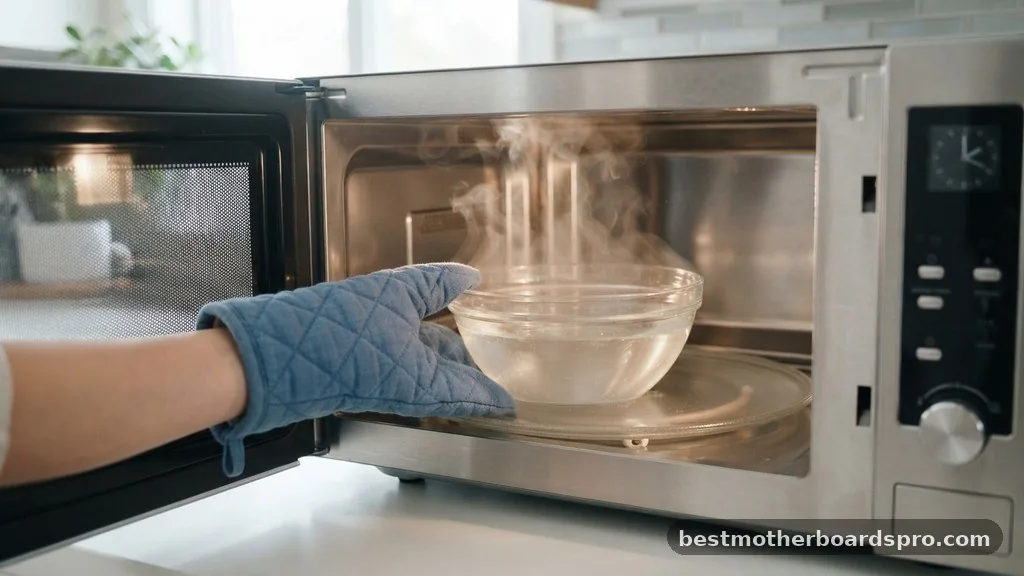 The Vinegar and Water Solution - how to get rid of smell in microwave