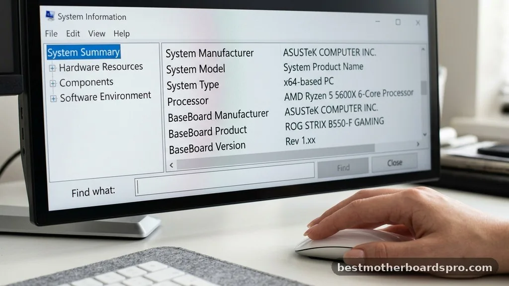 Using Windows System Information - where to find my motherboard model